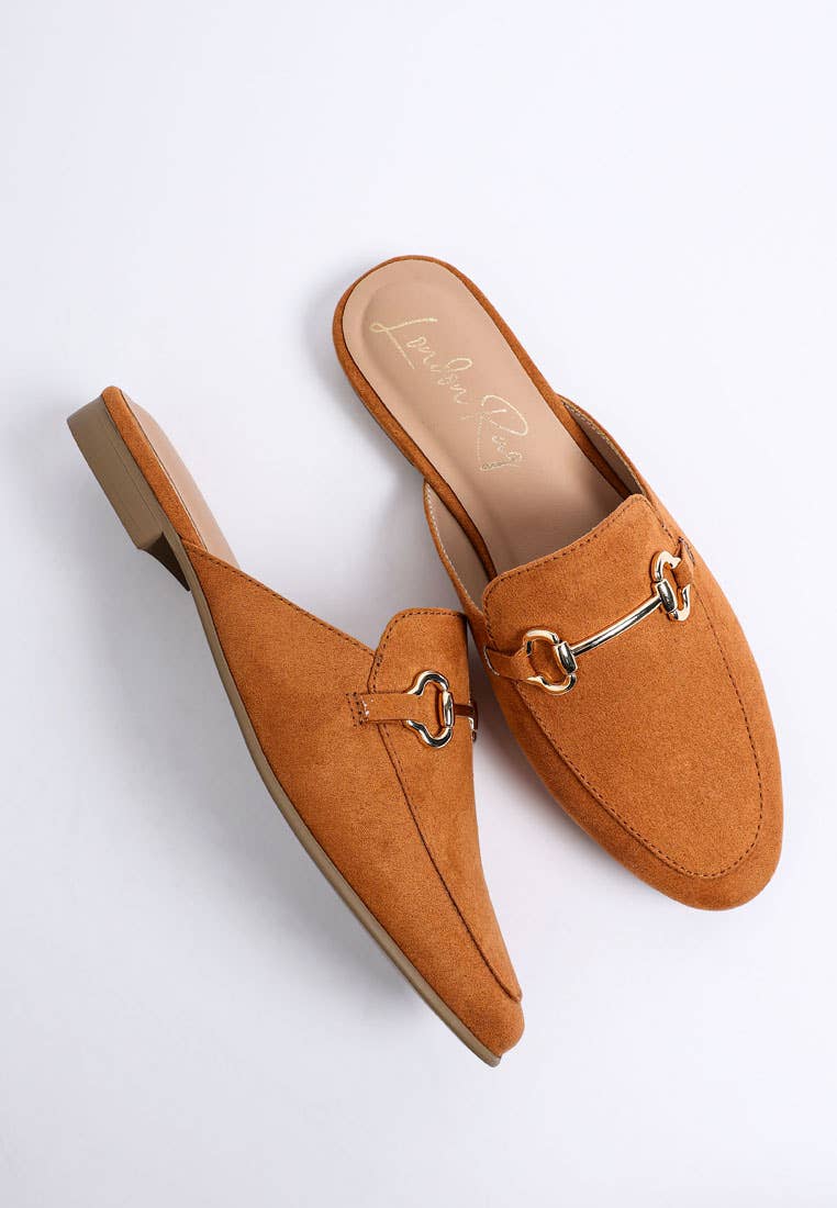 Horsebit Detail Mules Brown