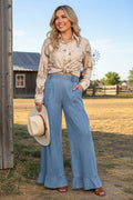 Western soft denim wide leg women's boutique jeans XCH17284