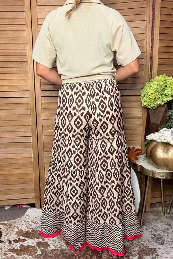 Western aztec tiered women's boutique pant GJQ17537