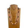 NKS230812-06     24 inches copper Navajo pearl with orange stone beads Necklace