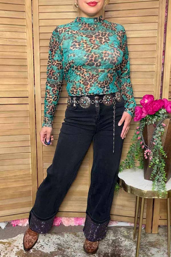 Western rhinestone jeans women's boutique pant S026