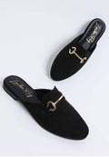 Alpine Horsebit Detail Mules Black