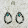 ER230424-01-GREEN      Silver Navajo pearl with green teardrop Earring