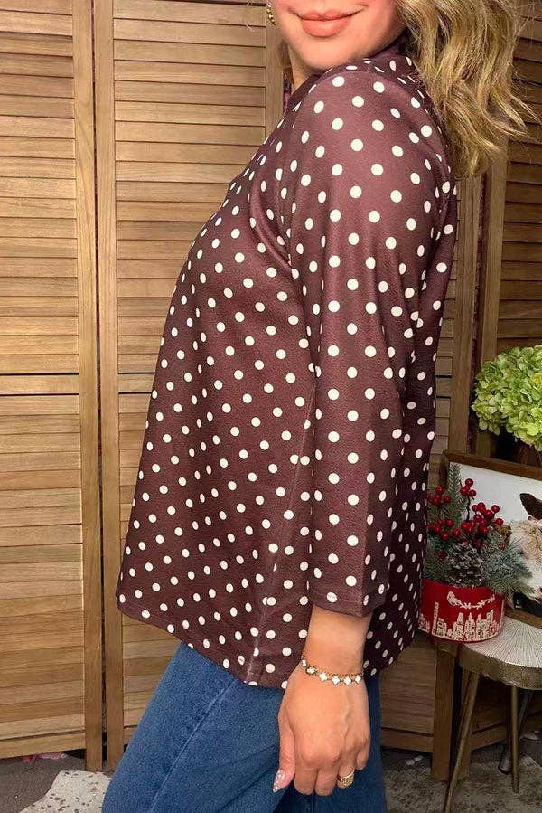 Western Brown Dots Women's Boutique Blouse GJQ17634