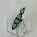 RGY231205-01CP-GRN                 Copper metal with green turquoise stone long bar Ring