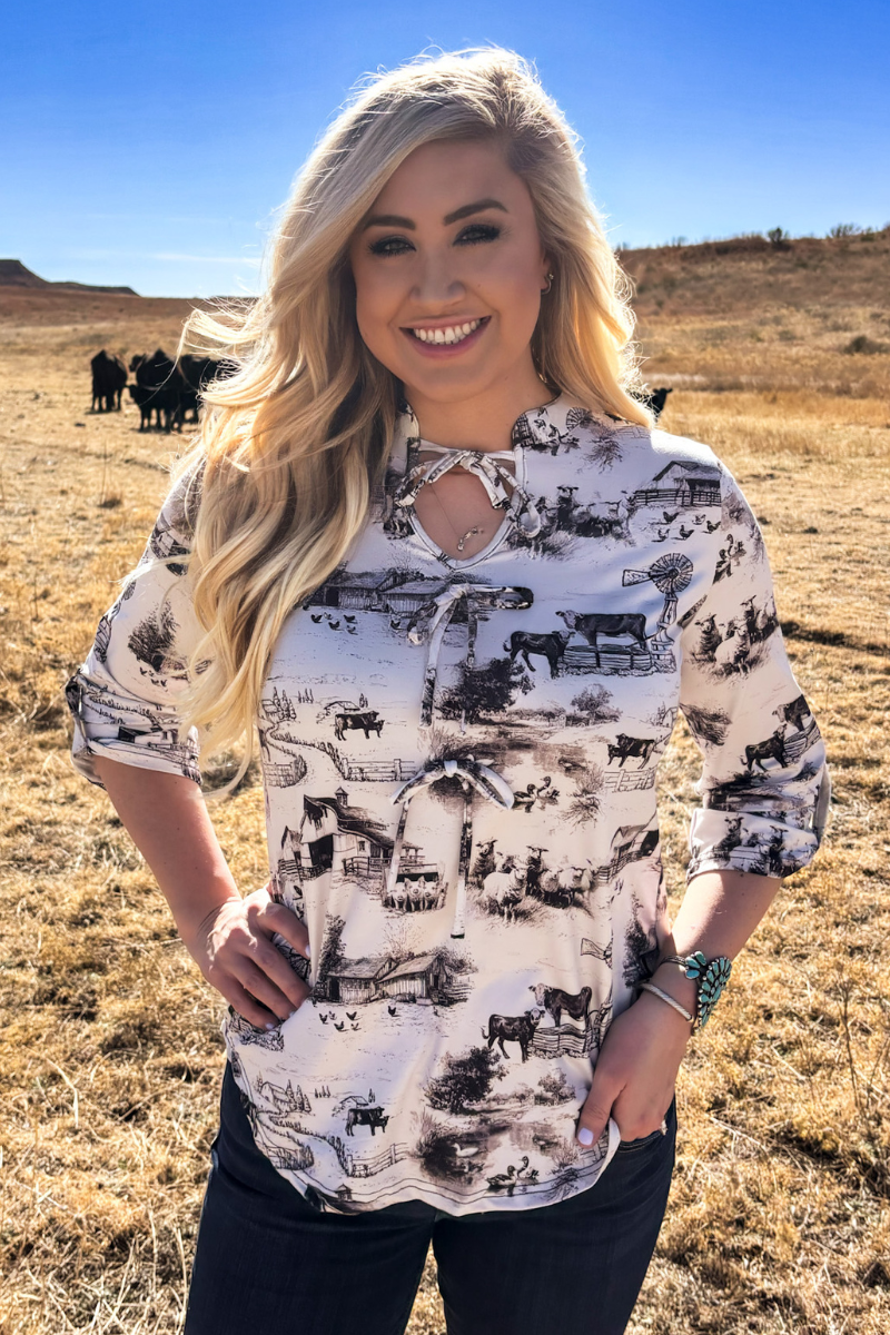 Farm Fresh Toile Bow Top