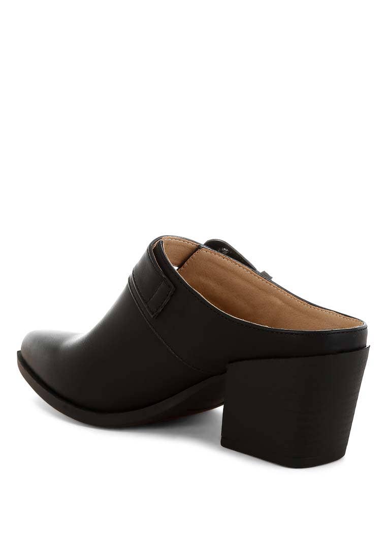 Buckle Statement Mules - Black