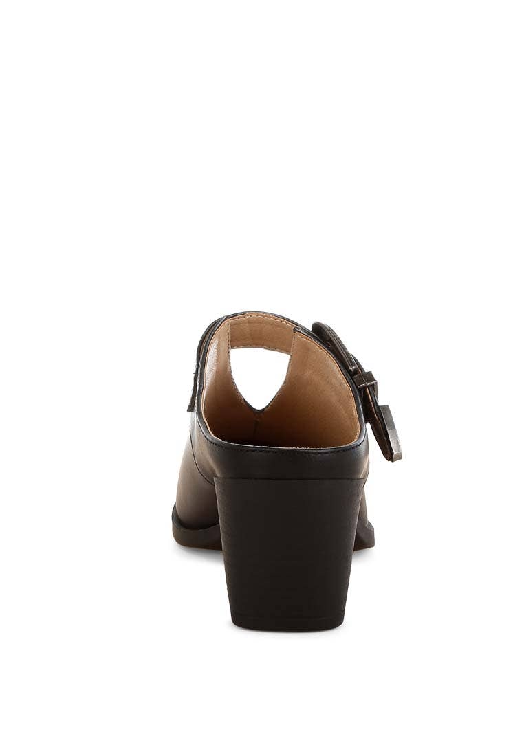 Buckle Statement Mules - Black