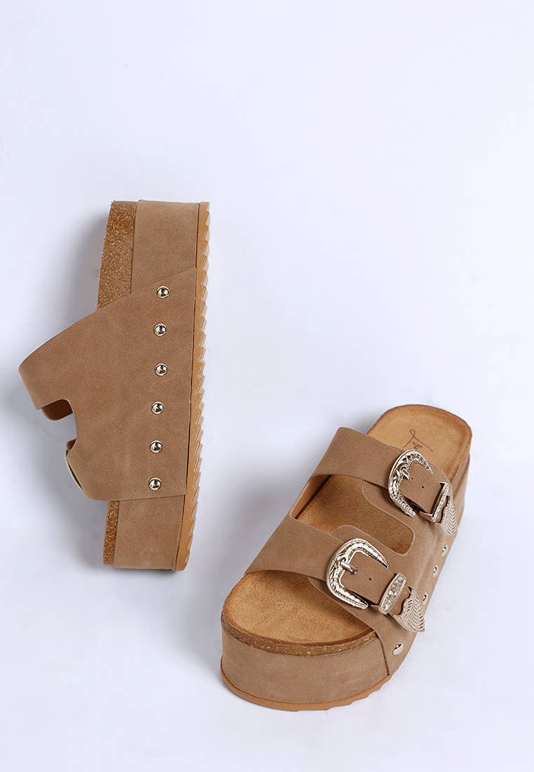 Zaphod Faux Leather Flatform Slip Ons