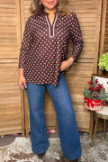 Western Brown Dots Women's Boutique Blouse GJQ17634
