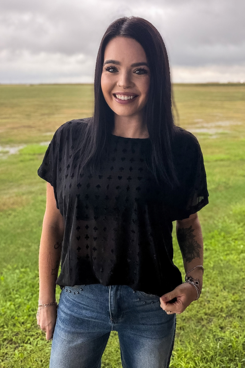 Blackjack Velvet Short Sleeve Mesh Top