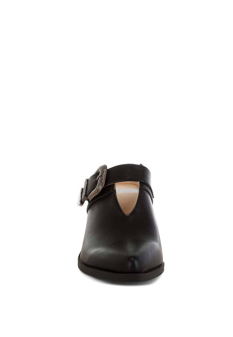 Buckle Statement Mules - Black