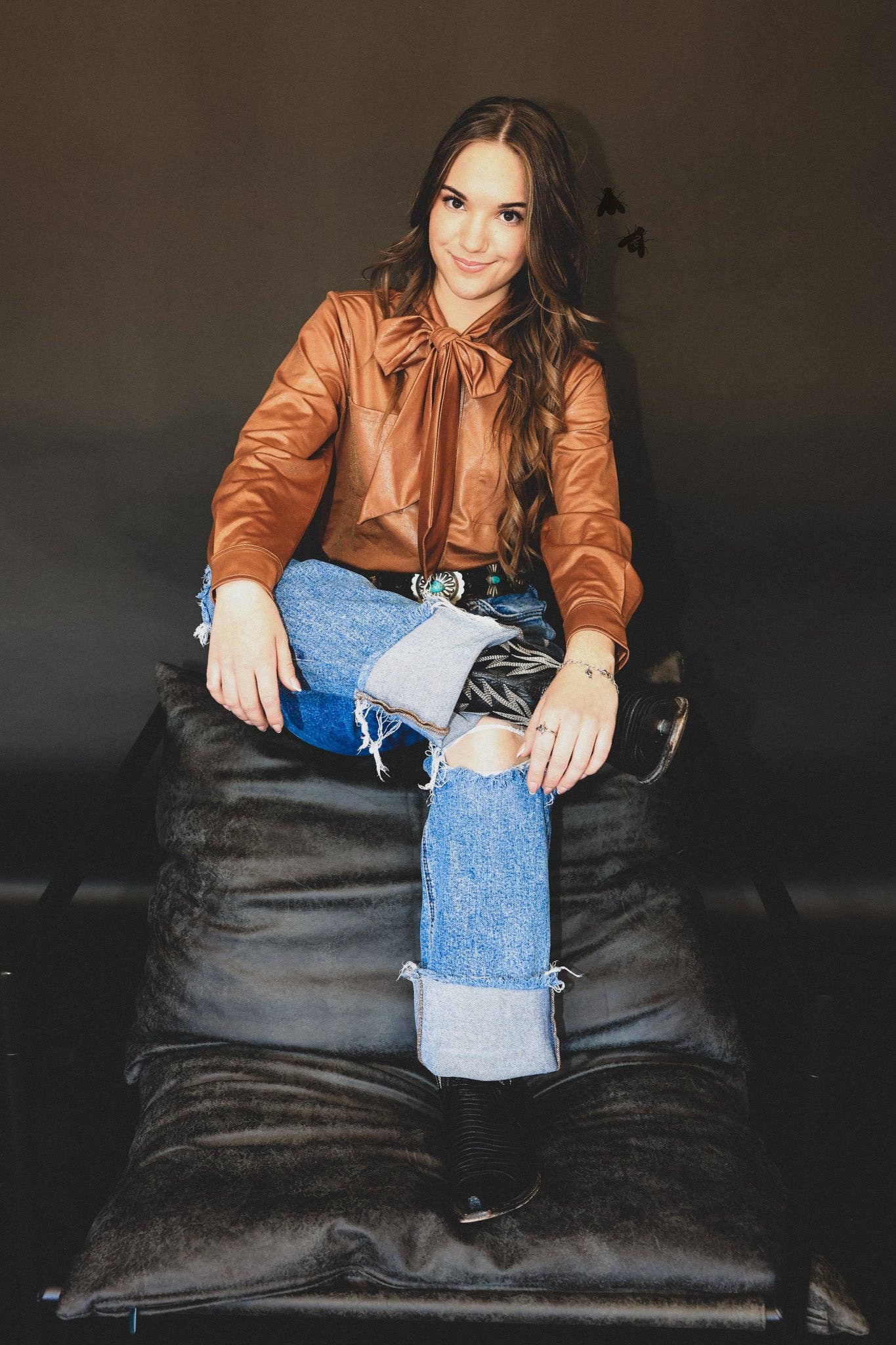 LEATHER OUTLAW TOP *SADDLE