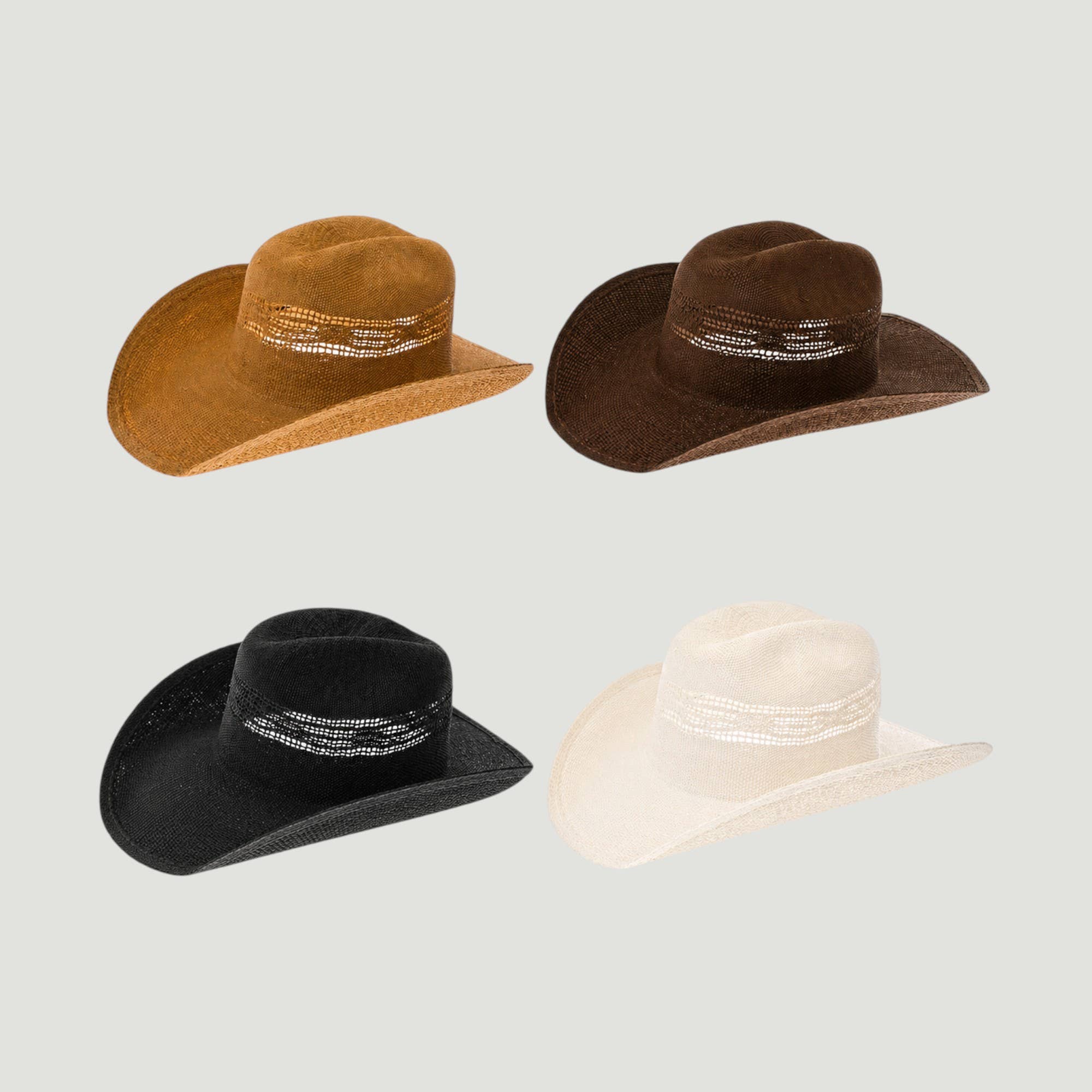 Woven Toyo Straw Vented Cowboy Hat