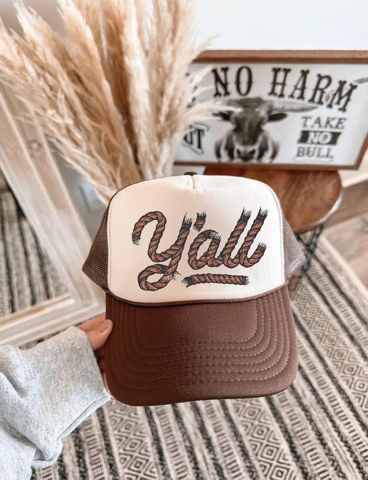 Y'all Brown & Tan Foam Trucker Hat