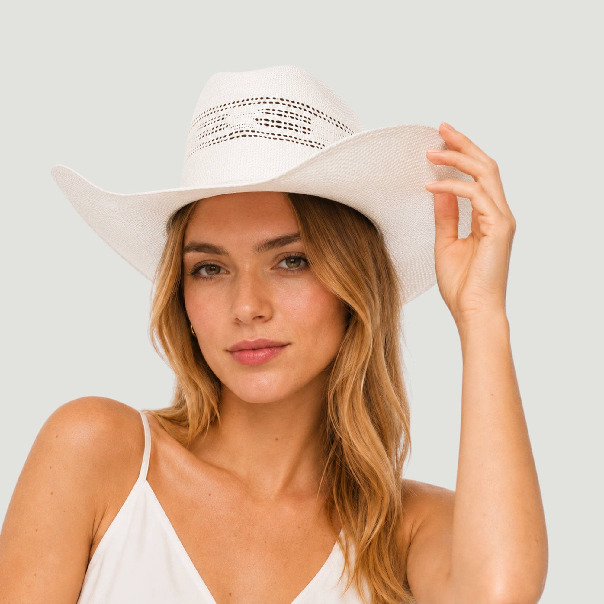 Woven Toyo Straw Vented Cowboy Hat
