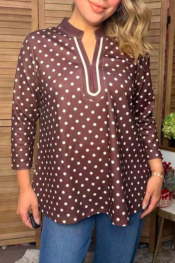 Western Brown Dots Women's Boutique Blouse GJQ17634