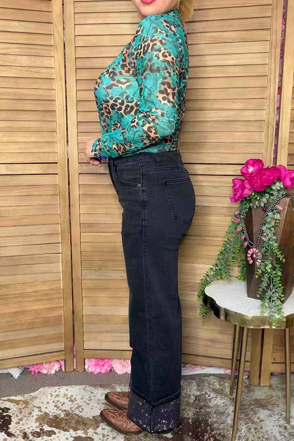 Western rhinestone jeans women's boutique pant S026