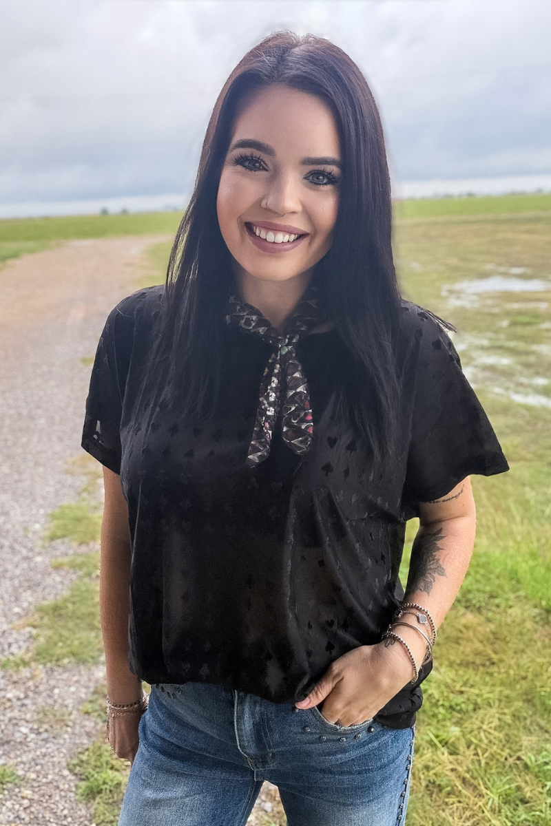Blackjack Velvet Short Sleeve Mesh Top