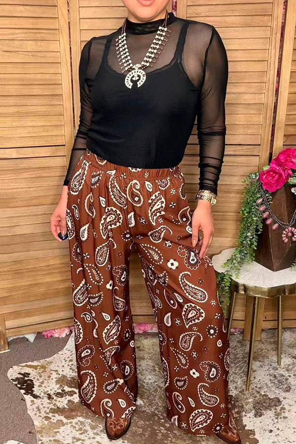 Western paisley brown women's boutique pant GJQ17177