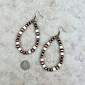 ERS230617-02-WHITE     Cooper Navajo pearl with white stone teardrop Earrings