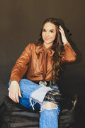 LEATHER OUTLAW TOP *SADDLE