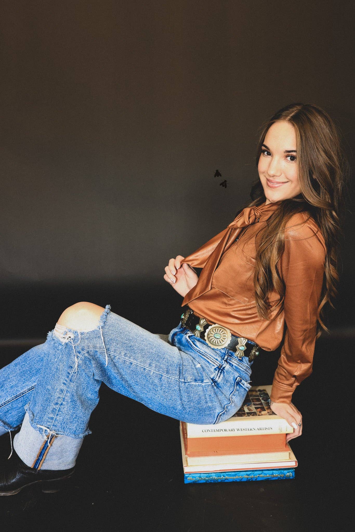 LEATHER OUTLAW TOP *SADDLE