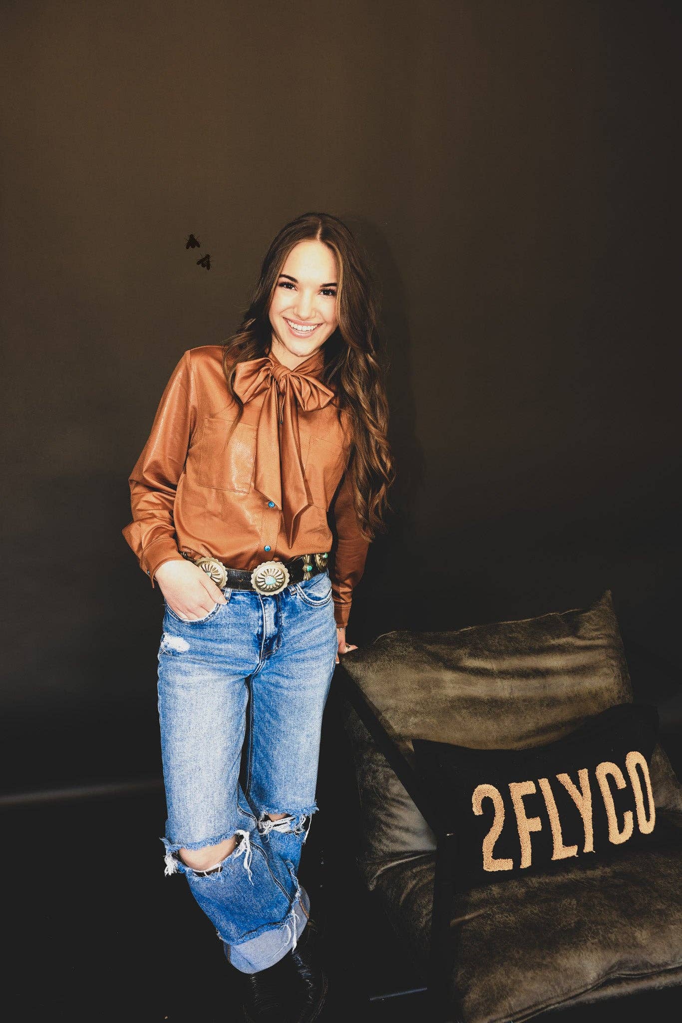 LEATHER OUTLAW TOP *SADDLE