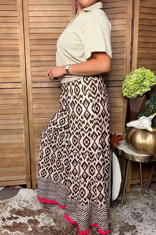 Western aztec tiered women's boutique pant GJQ17537