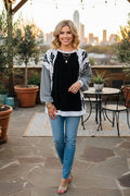 Western Cactus & dots & black women's boutique top BQ15021