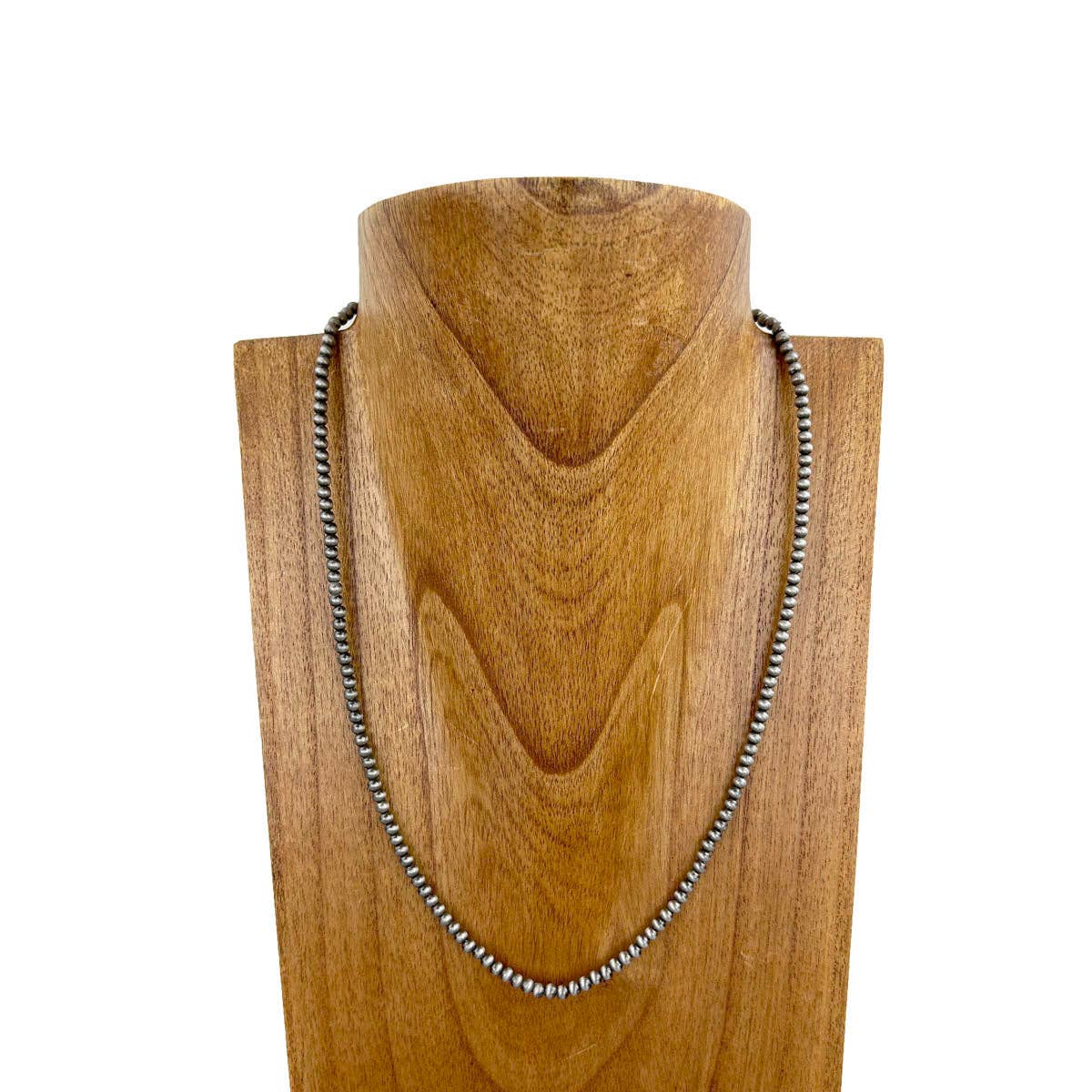 NKS230603-35-SILVER      22 Inches 4mm silver Navajo pearl bead Necklace