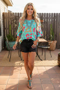 Western Leopard short sleeve women's boutique top XCH14699