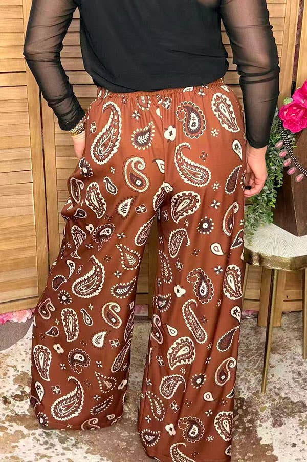 Western paisley brown women's boutique pant GJQ17177