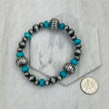 Silver Navajo pearl with blue roundel turquoise stone beads strength Bracelet