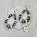 ER250309-11           Silver Navajo pearl with white color roundel turquoise stone teardrop Earrings