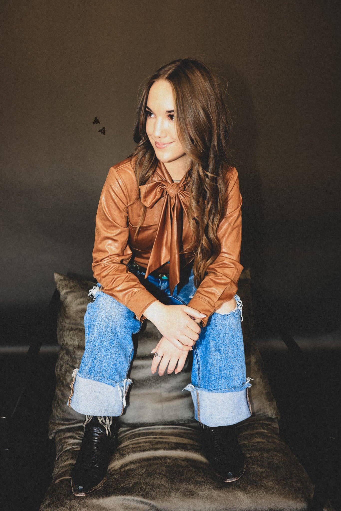 LEATHER OUTLAW TOP *SADDLE