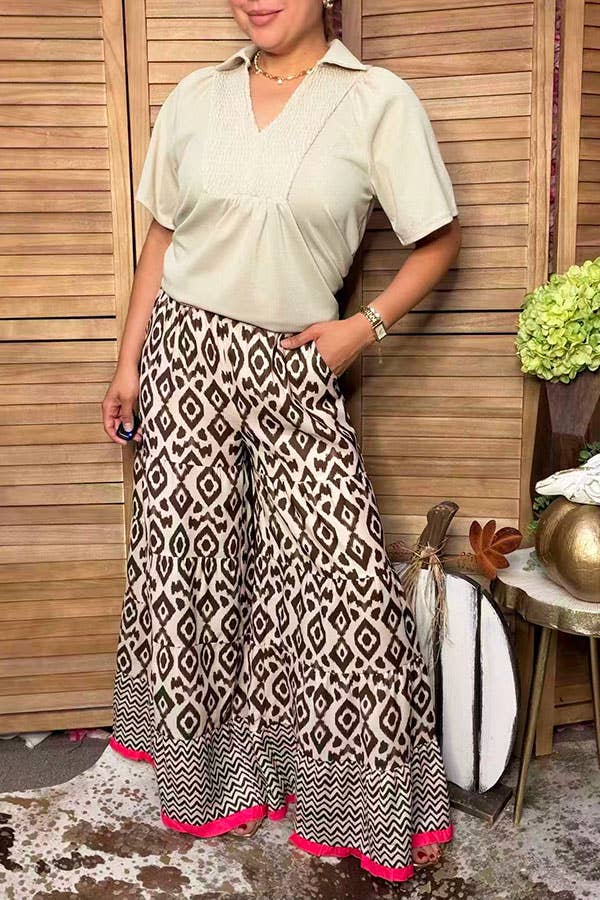 Western aztec tiered women's boutique pant GJQ17537