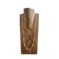 NKS250908-02-BLUE           28‘’ L  Blue TQ beads and Navajo pearl beads with silver metal paper clip chain Necklace