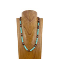 NKS230812-04     24 inches copper Navajo pearl with blue turquoise stone beads Necklace