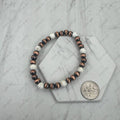 BR251228-46            6 mm copper Navajo pearl with white turquoise stone beads stretch Bracelet